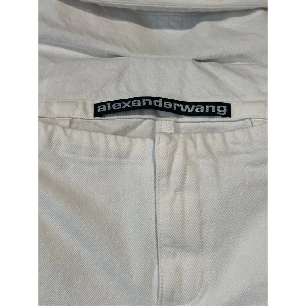 Alexander Wang Deconstructed Hybrid Denim Shorts Attached Jacket White Sz 25